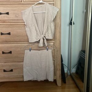 Abercrombie Beige Linen Set Size Small